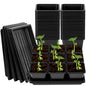3.5in 50Pcs Black Square Nursery Pots with 5Pcs Plastic Seed Starting Trays - size: 3.5in-50pcs
