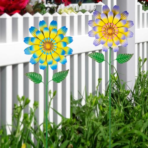 Metal Flower Decorative Garden Stakes,2 Pack Large Flower Stakes - color: Flower-2 Pack（2）