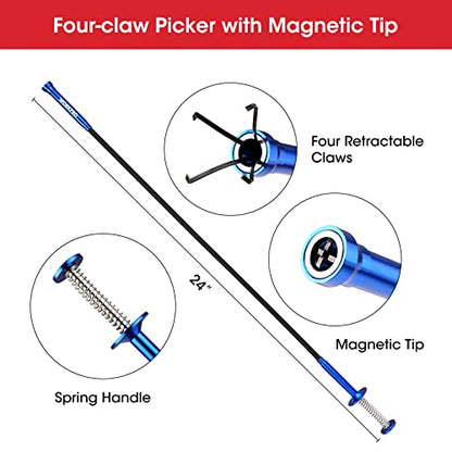 WORKPRO 4PC Telescoping Magnetic Pick Up Tool Kit, For Auto Repair