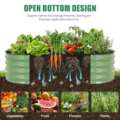 2Pcs Galvanized Raised Garden Bed Kit Outdoor 4x2x1ft, OliveGreen - color: 0live Green