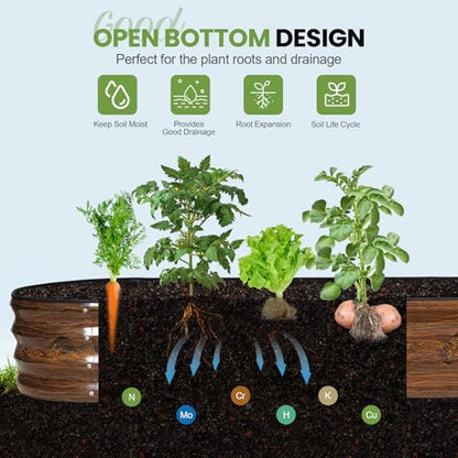 G GOOD GAIN Raised Garden Beds Galvanized, Metal Planter Boxes Kit, Grain - color: Grain, size: 8×2×1ft (1 Pack)