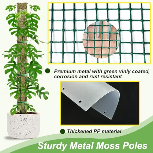 60"/40"/24" Metal Moss Pole, D Shape Sphagnum Moss Pole, Moss Poles for Climbing Plants, Monstera, Indoor Climbing Plants (4Pcs 24") - style: 4Pcs 24"