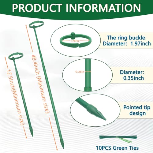 Telescoping Monstera Plant Stakes, 12.5-48.4IN Indoor Plant Support- 5Pack - size: 5pcs