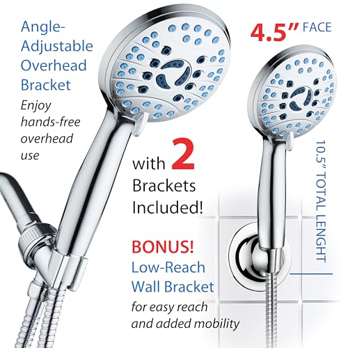 AquaCare 8-mode High Pressure Handheld Shower Head with 2-mode Power Wash - color: Premium Chrome, style: 1.8 Gallon Per Minute