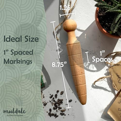 Garden Dibber Seed Planter Tool – Wooden Seed Dibber for Planting - size: Single Dibber