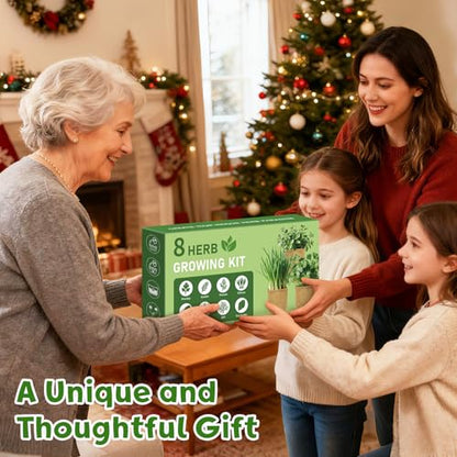 LUOJIBIE Indoor Herb Garden Kit, Complete Herb Starter Growing Kit with Seeds & Tools, Christmas Birthday Gifts for Women Men Mom Dad, House Warming New Home Kitchen Gifts for Girls Boys Plant Lovers