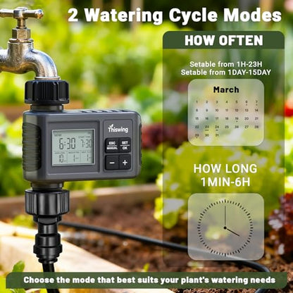 360° Adjustable Drip Irrigation System with 32 Nozzles & Water Timer - size: 100FT