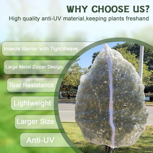 2 Pack 10x10 FT Fruit Tree Netting Apple Blueberry Zipper Drawstring - size: 10x10ft(2Packs)
