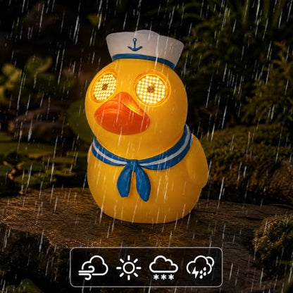 Solar Garden Duck Statue,Animated Moving LED Eyes Outdoor Decor - style: Coastal