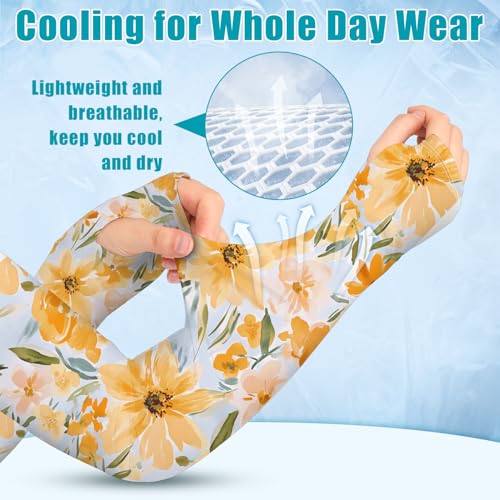 Gardening Sleeves for Women UV Sun Protection with Thumb Hole Anti-Scratch - color: Chrysanthemum