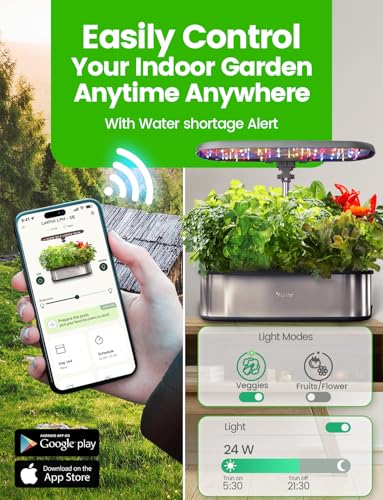 LETPOT LPH-SE Hydroponics Growing System, 12 Pods Smart Herb Garden Kit Indoor, Indoor Garden, APP & WiFi Controlled, with 24W Growing LED, 5.5L Water Tank, Pump System, Automatic Timer - size: 12 Pods