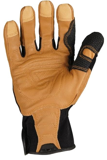 Ironclad Ranchworx Work Gloves RWG2, Premier Leather Work Glove, Performance Fit, Durable, Machine Washable, (1 Pair), RWG2-04-L,Brown/Black - size: Large (Pack of 1)