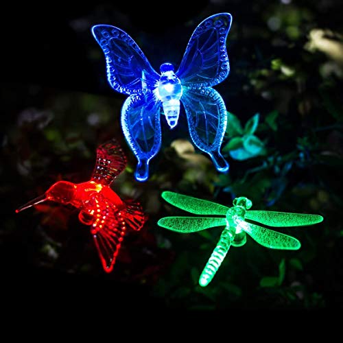 GIGALUMI Solar Garden Lights Outdoor Waterproof Butterfly Path Lights 3 Pc - size: 3Pack