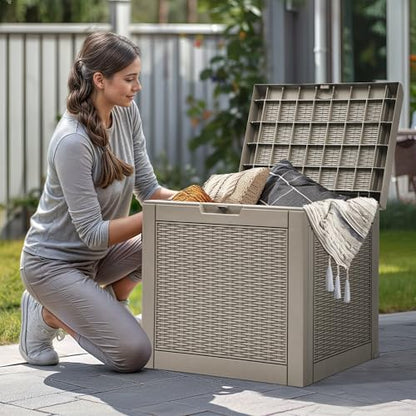 YITAHOME 32 Gallon Deck Box - color: Brown, size: 32 Gallon