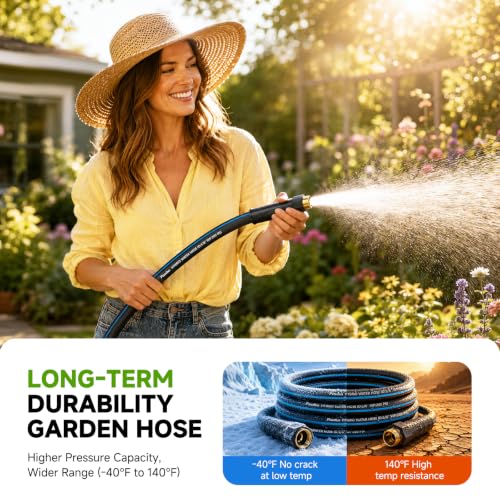Heavy Duty Garden Hose 50FT 5/8", Non-Expanding No Kink Flexible Water Hose - size: 50ft
