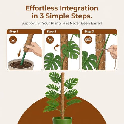 2 Pack 50" Bendable Moss Pole Monstera Plant Support for Climbing Plants - size: 50"