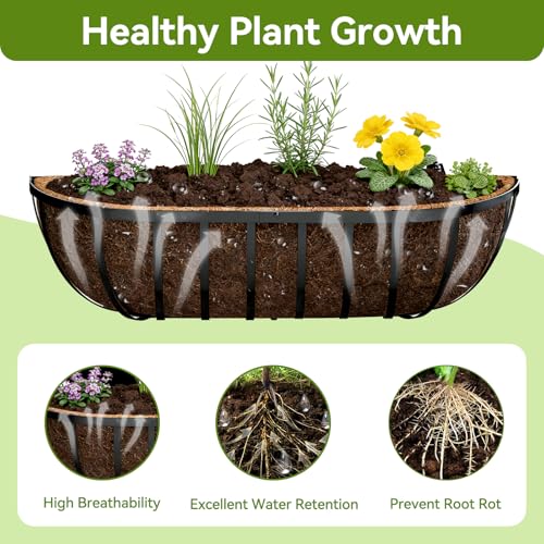 Halatool 24 Inch Railing Planter Box, 2 Pack Trough Planter Box for Outdoor - color: Semi-circle
