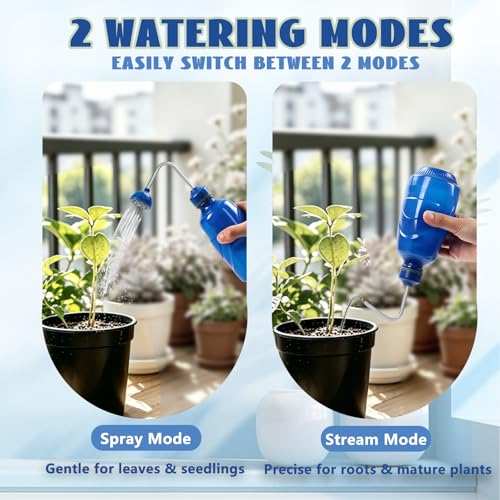 450ML Small Watering Can, 2 in 1 Spray Head for Indoor Plants, Blue - size: Blue-1pcs