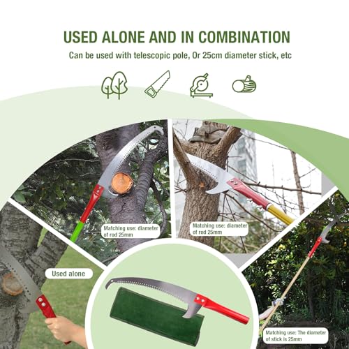Hand Pruning Saws for Tree Trimming 15 Inches, Extension Pole Saw Attachment Blade, Pole Pruner Head Gardening Tool - color: Red