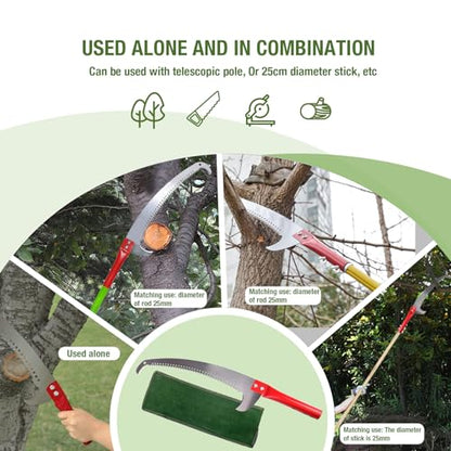 Hand Pruning Saws for Tree Trimming 15 Inches, Extension Pole Saw Attachment Blade, Pole Pruner Head Gardening Tool - color: Red