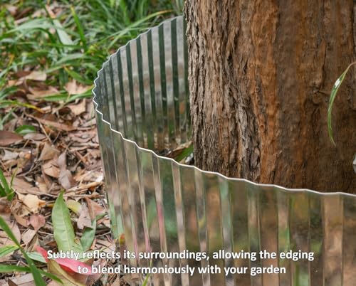 Anleolife Galvanized Steel Landscape Edging Roll, 40FT x 6" Silver - color: Silver, size: 6 inch× 40 ft
