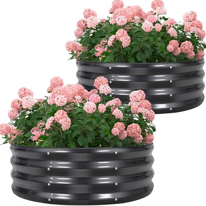 Galvanized Raised Garden Bed- 2Pcs 3x3x1FT Planter Boxes, Grey - color: Gray, size: 3x3x1FT