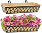 30 Inch Railing Planter Box Window Boxes Planters - 2 Pack Deck Railing Planter Boxes with Adjustable Brackets Coco Liners Balcony Planters Railing Hanging for Window Flower Boxes Outdoor Garden Decor - size: 30 Inch