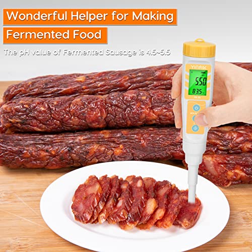 YINMIK Digital pH Meter with Extra Replaceable pH Probe Food pH Checker - color: White