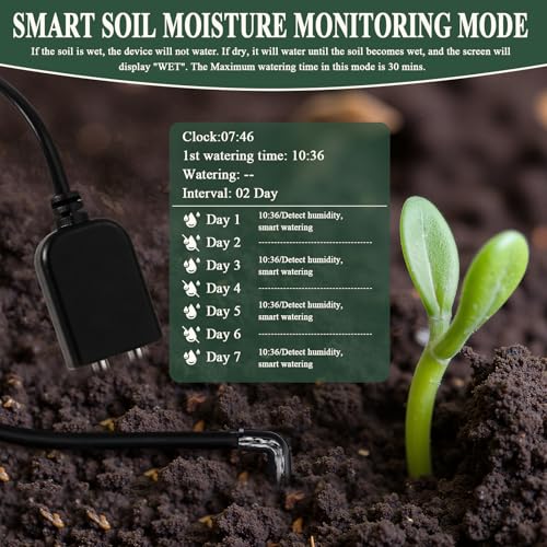 Automatic Watering System for Potted Plants, Indoor Auto Plant Waterer with Programmable Timer, Soil Moisture Sensor self Watering Device for 15 Plants, Ideal for Travel, Vacation, Away