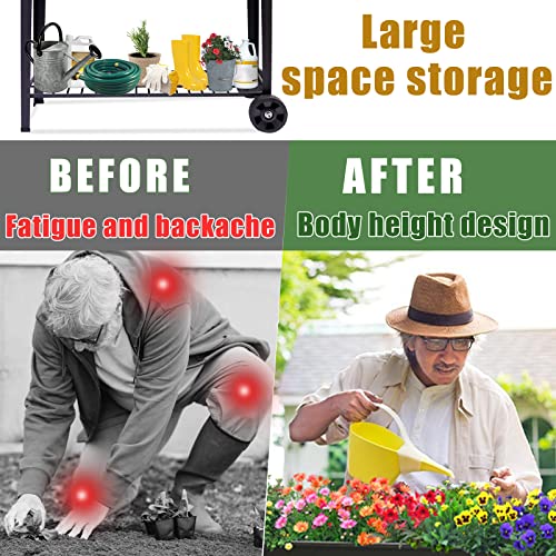 aboxoo Large Elevate 32" H Metal Raised Garden Bed with Wheels Legs Outdoor