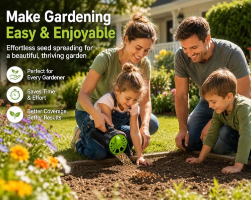 Gardenised Handheld Seed Spreader Versatile Lawn & Garden Tool Adjustable Shaker for Fertilizer Grass Seed Salt Ice Melt Deicer Growth Enhancer & Fish Feed Ideal for Landscaping Sports Fields & Yard