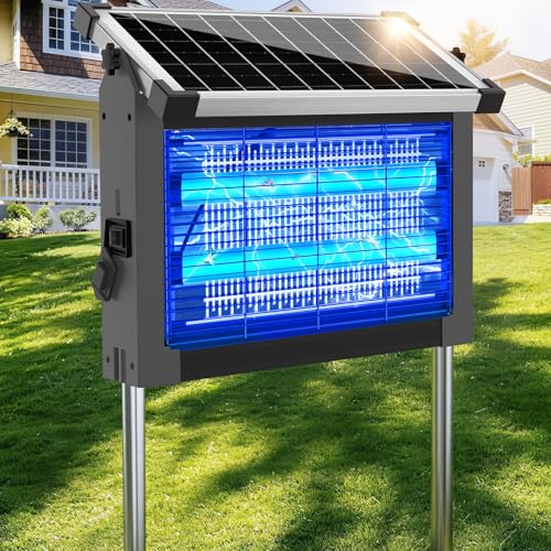 ZECHUAN Solar Bug Zapper Outdoor, Rechargeable Mosquito Zapper - color: Gray