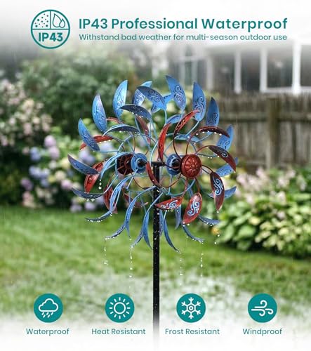 4 Layer Wind Spinners Metal Vine Scroll Kinetic Garden Yard Art Decor - color: Vine