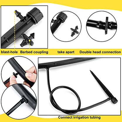 Retisee 50 Pcs Drip Irrigation Emitters, Adjustable 0-18 GPH 8 Holes