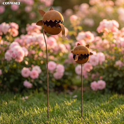 32 Inch Metal Flowers Venus Flytrap Carnivorous Plant Stake for Yard Art - color: Brown B