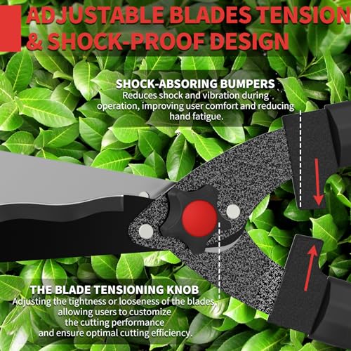 GARTOL 23" Heavy Duty Hedge Shears, 9" Wavy Blade Clippers