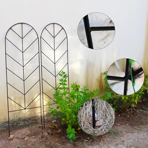 2 Pack Black Metal Trellis for Climbing Plants - 45" H x 15.9" W Garden Trellis for Roses, Vegetables, Flowers, Lawn, Backyard - color: 45 inch-2 pack