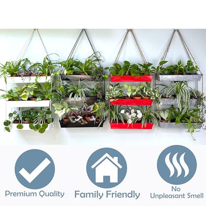 LaLaGreen Boho Wall Planter (16 in, 3 Tier) White Succulent Herb Garden - color: White, size: 16" (40.7cm) x 3 Pack White
