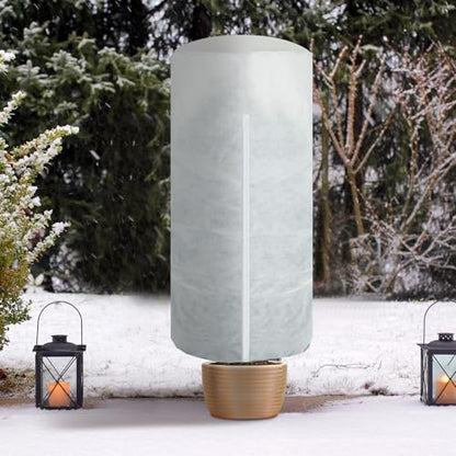 WILLBOND 2 Pcs 47 x 71 Inches Rounded Top Plant Covers Freeze Protection Frost Cloth with Zipper Drawstring Winter Cylindrical Frost Cloths Shrub Covers for Shrub Bush Fruit Tree Potted - size: 47 x 71 Inches