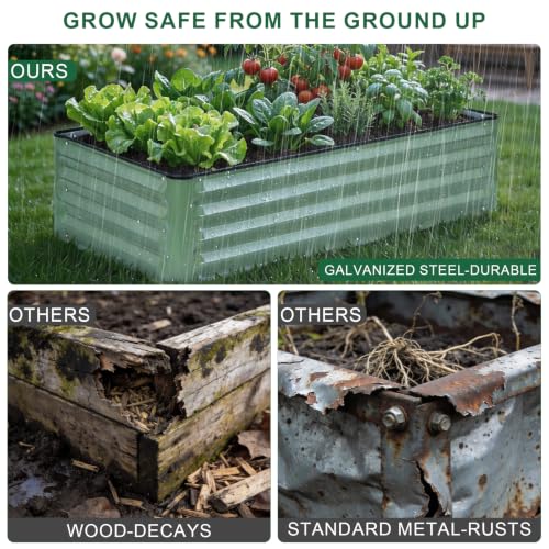 2 Pack 4x2x1 Ft Galvanized Raised Garden Bed, Green - size: 4x2x1 (Pack of 2)