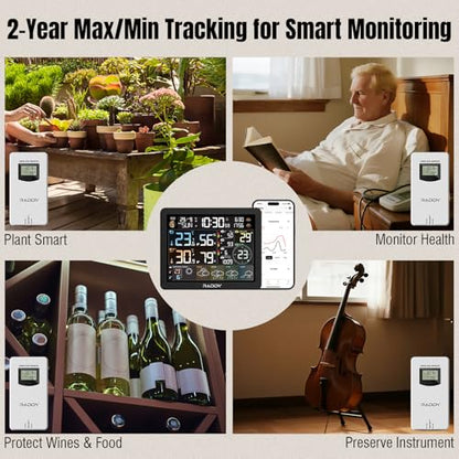Raddy N80 WiFi Weather Station with App, 8 Inch Display Console
