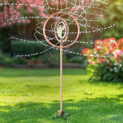 34" Ornamental Sprinkler, 360° Rotating, Double Ring Bird - style: Double Ring Clear Bird