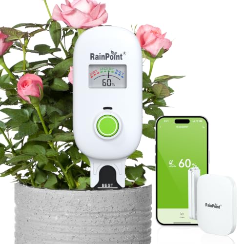 RAINPOINT Smart Soil Moisture Meter Kit with WiFi Hub,Remote App Monitoring - size: Sensor + Hub, Color-Coded Scale