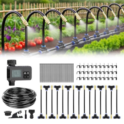 Drip Irrigation System Kit, 50FT Automatic Watering with Timer - size: 50FT with Timer