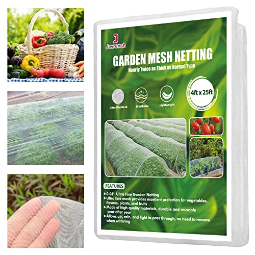 Jevrench 4 x 25 ft Garden Netting Row Cover, Ultra Fine Mesh for Plants - size: 4ft x 25ft