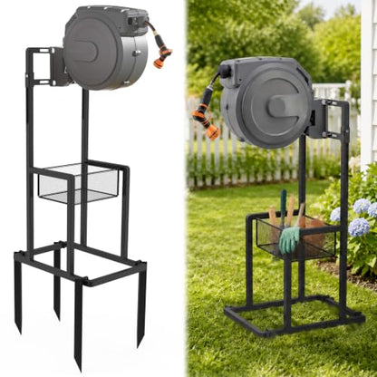 Retractable Hose Reel Stand/Mounting Post, Fits All Wall-Mounted Reels