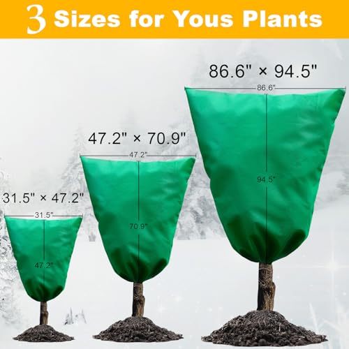86.6" W X 97.5" H Plant Covers for Winter Freeze Protection, Frost Protection Covers for Outdoor Plants, 2.2 oz/yd² Tree Covers with Double Zipper Heads & Drawstring Design for Winter, 1 Pack - size: 86.6" W X 97.5" H