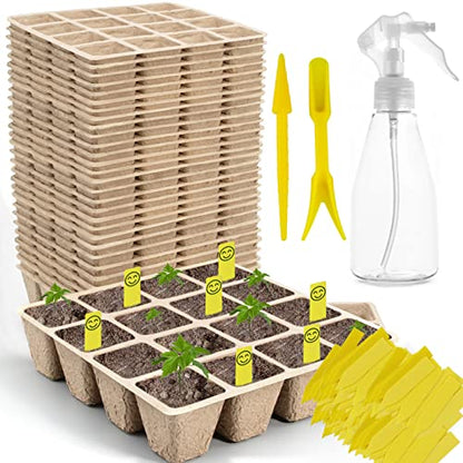 TCBWFY 640Cells Seedling Start Trays,40 Pack Peat Pots Seedling Pots Biodegradable,Seedling Starter Kit,Organic Germination Plant Starter Trays - size: 640cells-40pcs