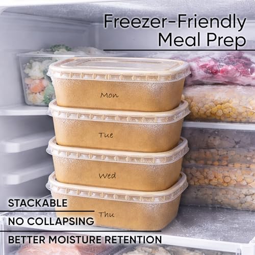 50 Pack 29oz Disposable Meal Prep Containers with Lids, Paper Food Bowls - size: 29Oz
