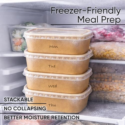 50 Pack 29oz Disposable Meal Prep Containers with Lids, Paper Food Bowls - size: 29Oz